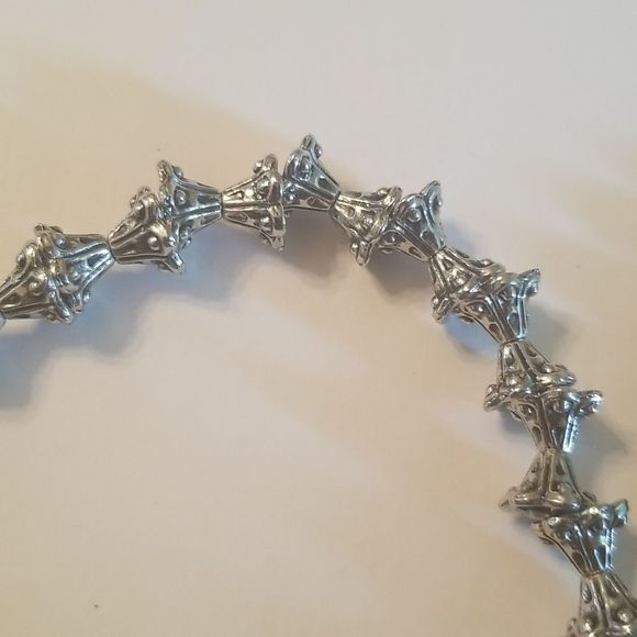 Mens 2 Pc. Green Malachite & Silverplated Expansion Bracelets Custom Made 8" - Picture 5 of 15